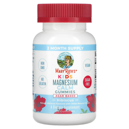 MaryRuth's, Kids Magnesium Calm Gummies, Hibiscus, 60 Gummies