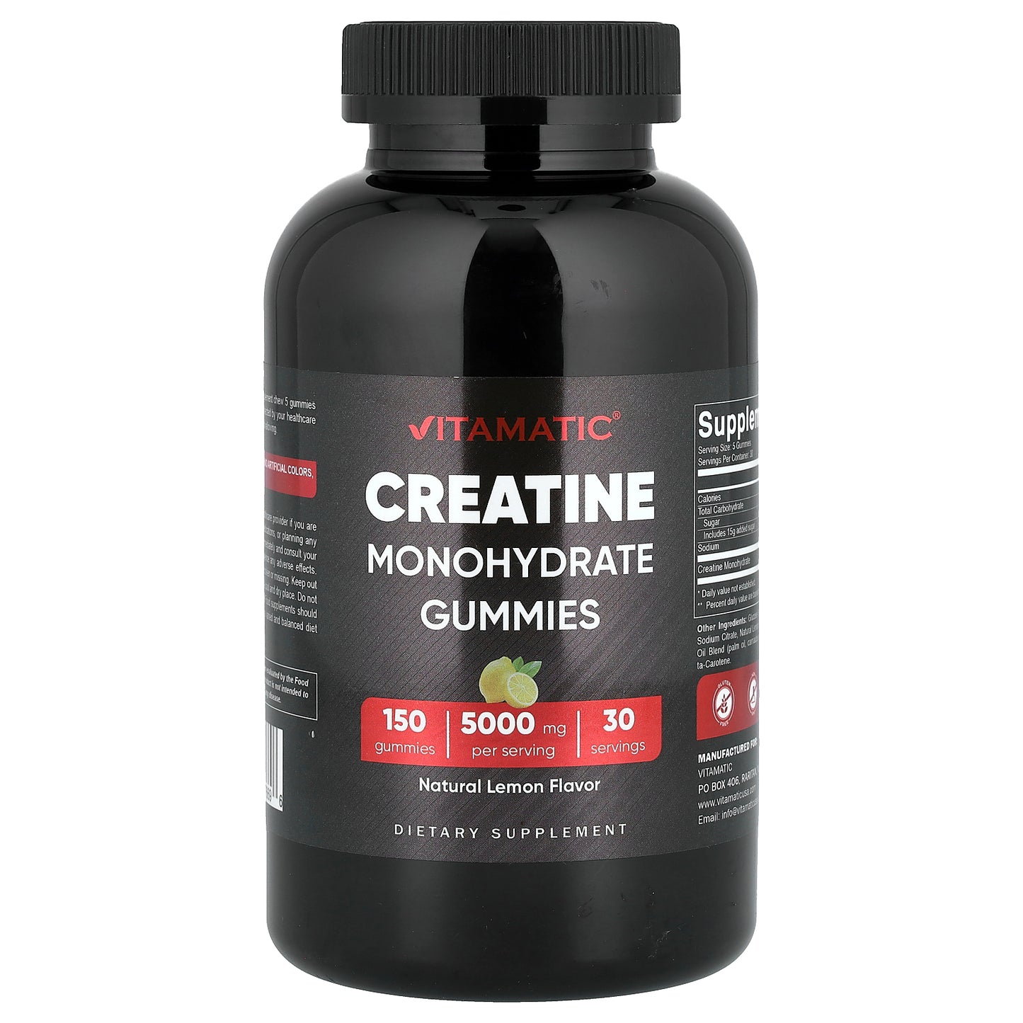 Vitamatic, Creatine Monohydrate Gummies, Lemon, 150 Gummies (1,000 mg per Gummy)