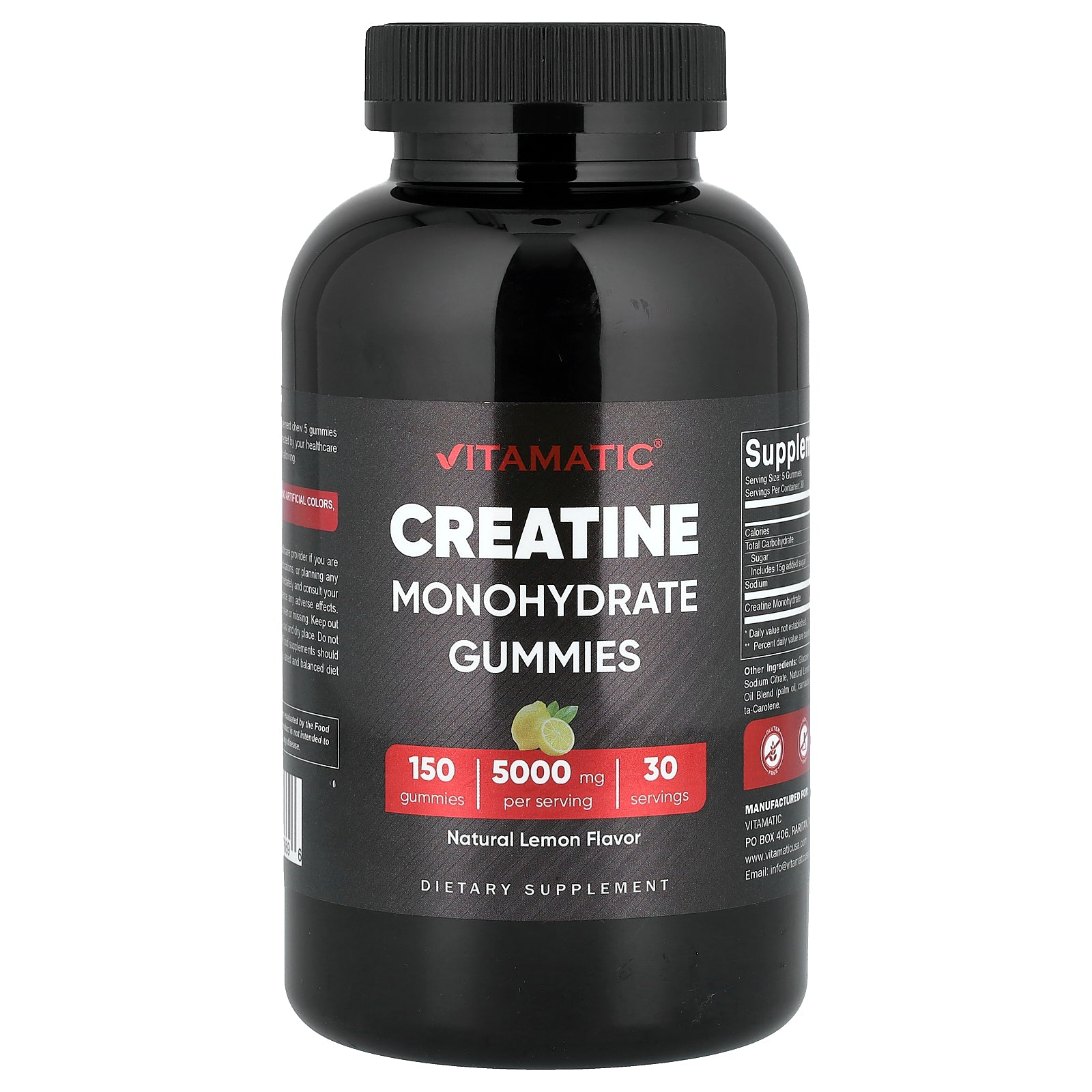 Vitamatic, Creatine Monohydrate Gummies, Lemon, 150 Gummies (1,000 mg per Gummy)