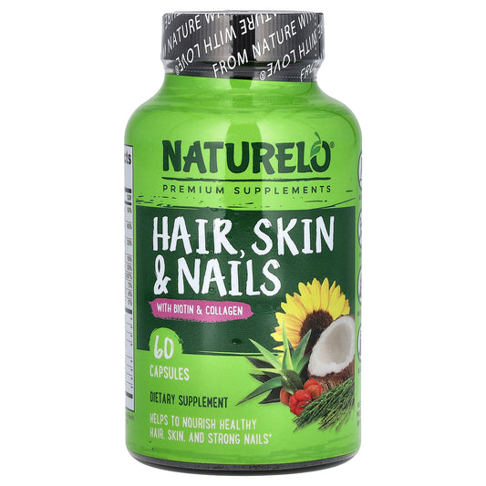 NATURELO, Hair, Skin & Nails With Biotin & Collagen, 60 Capsules