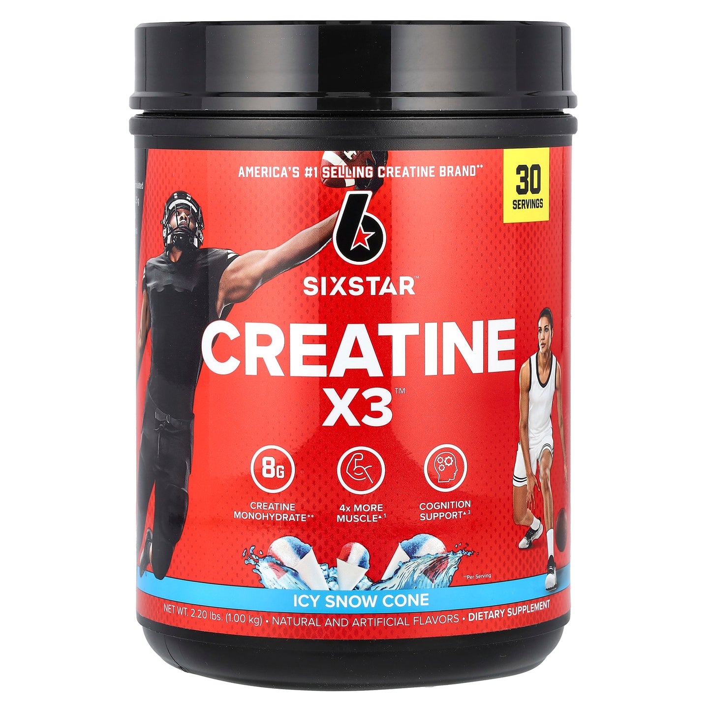 SIXSTAR, Creatine X3, Icy Snow Cone, 2.2 lbs (1 kg)