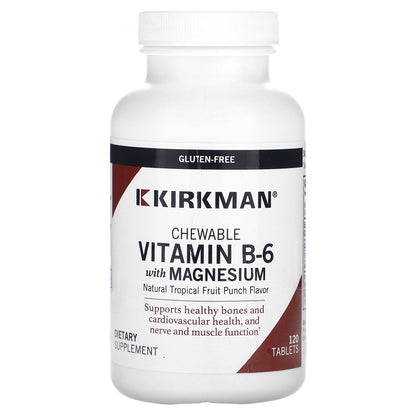 Kirkman Labs, Chewable Vitamin B-6 with Magnesium, Natural Tropical Fruit Punch, 120 Tablets