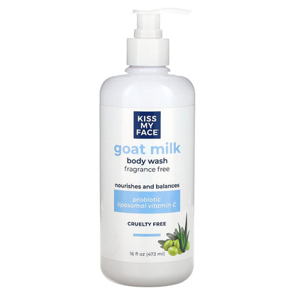 Kiss My Face, Goat Milk Body Wash, Fragrance Free, 16 fl oz (473)