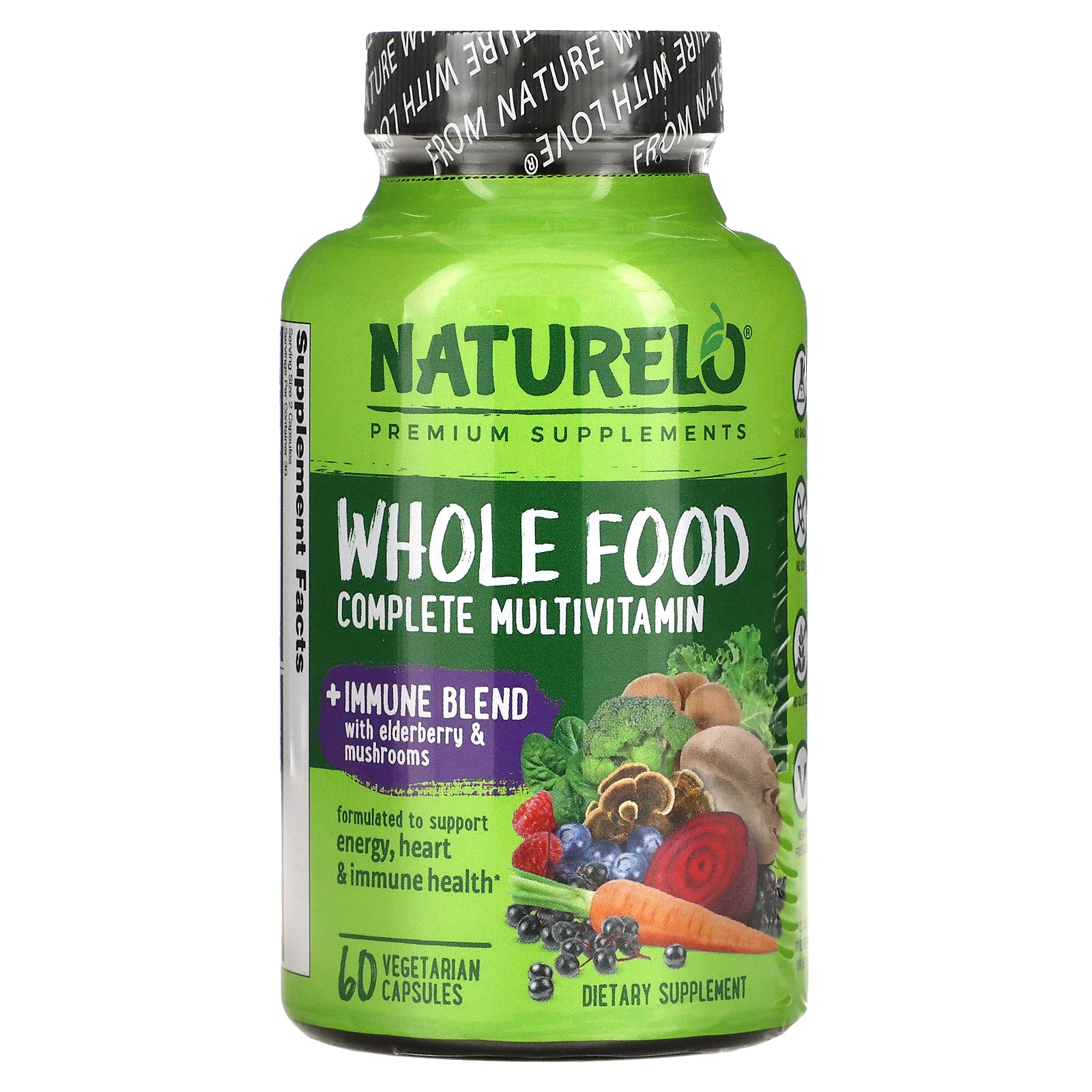 NATURELO, Whole Food Complete Multivitamin + Immune Blend, 60 Vegetarian Capsules