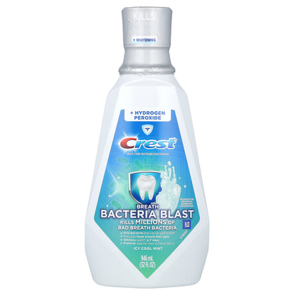 Crest, Multi-Care Whitening Mouthwash, Breath Bacteria Blast, Icy Cool Mint, 32 fl oz (946 ml)