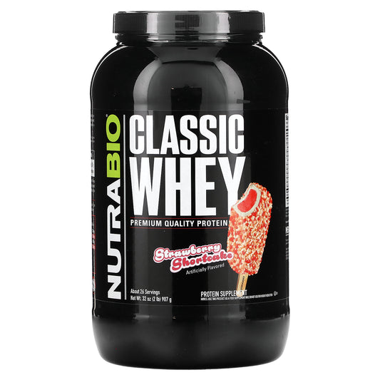 NutraBio, Classic Whey Protein, Strawberry Shortcake, 2 lb (907 g)