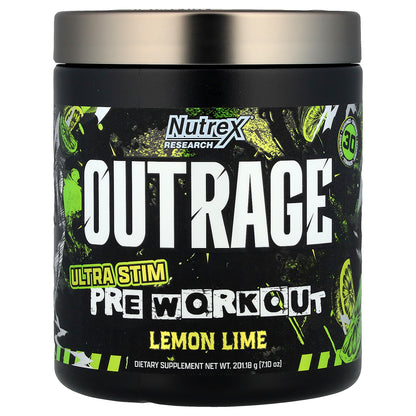 Nutrex Research, Outrage, Ultra Stim Pre Workout, Lemon Lime, 7.1 oz (201.18 g)