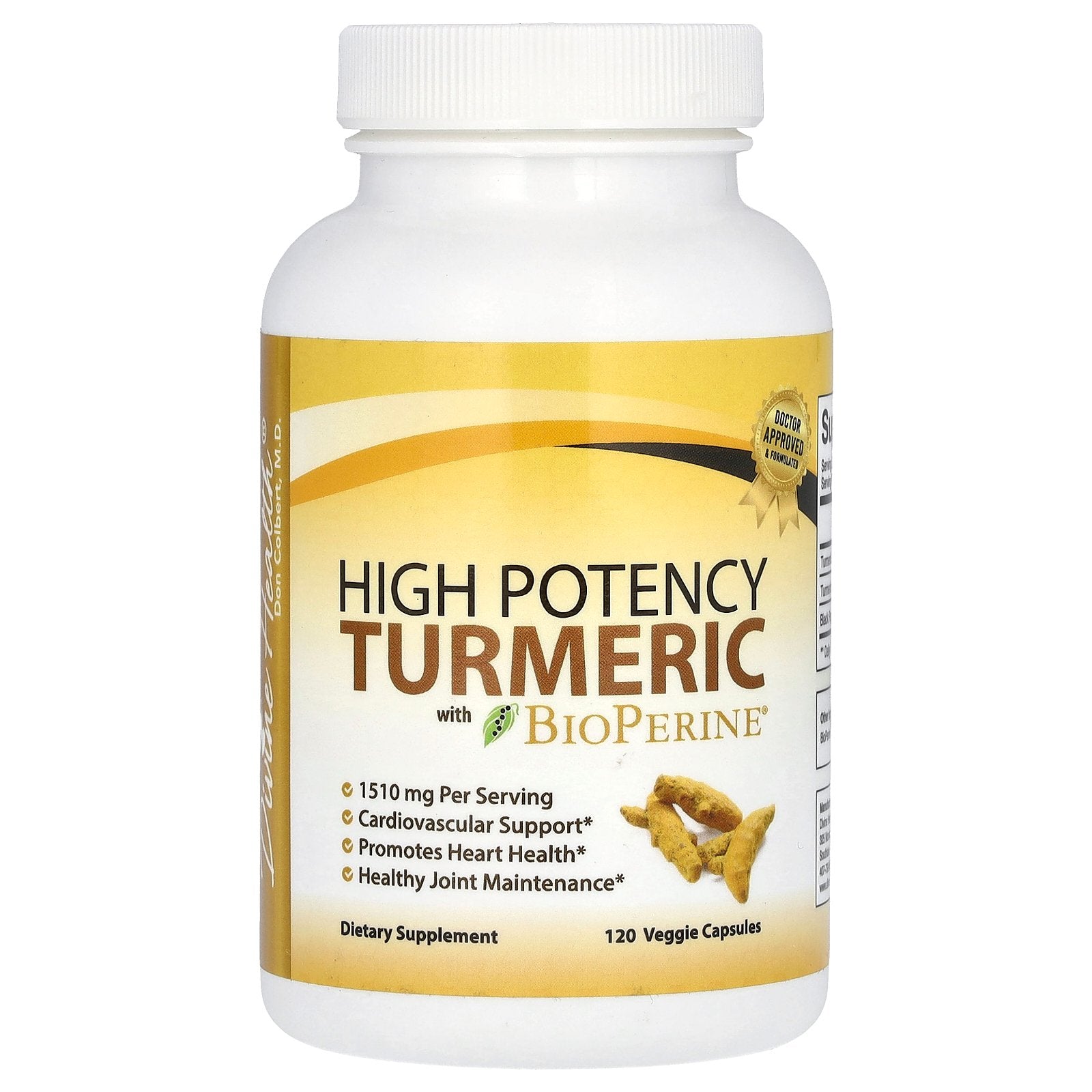 Divine Health, High Potency Turmeric With BioPerine, 120 Veggie Capsules