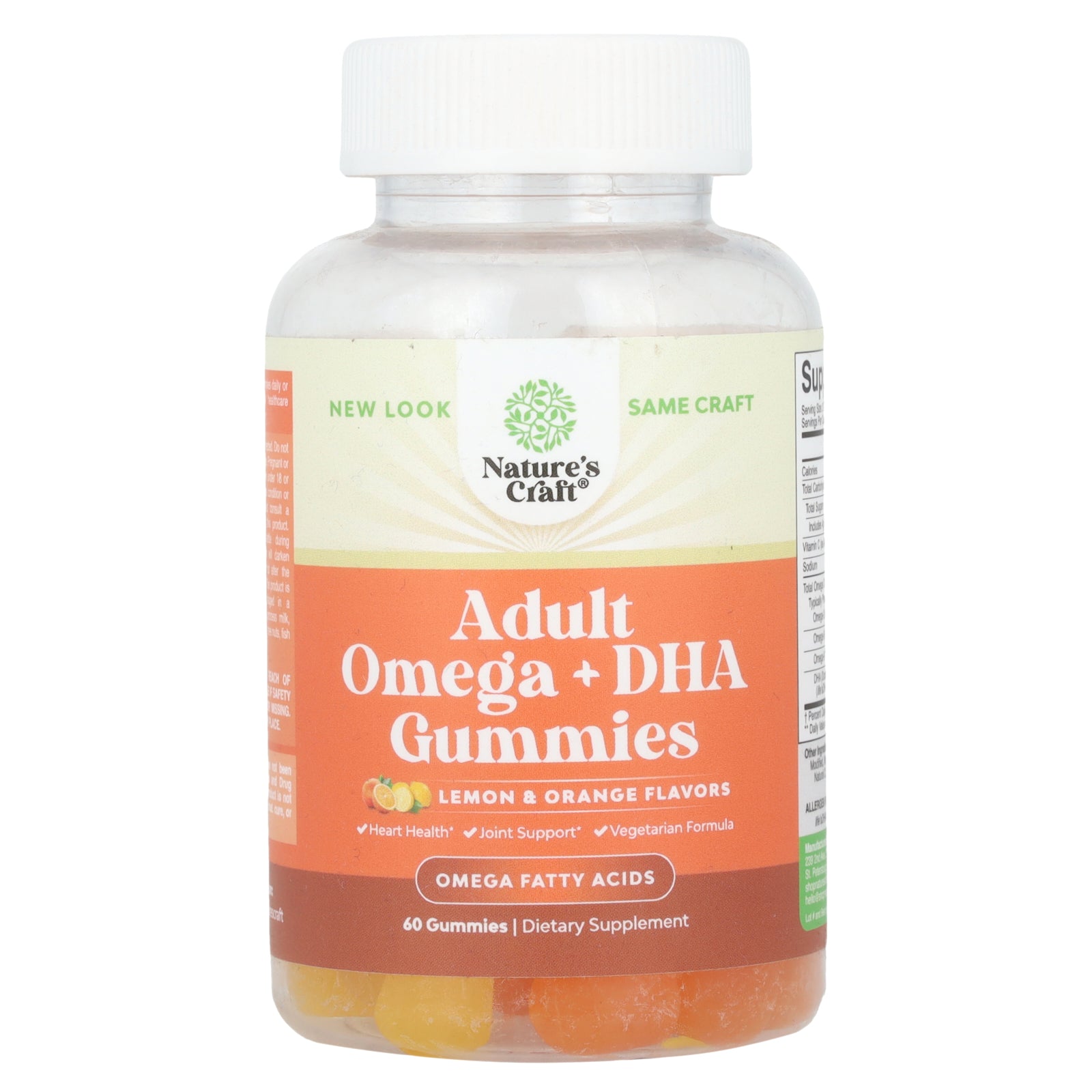 Nature's Craft, Adult Omega + DHA Gummies, Lemon & Orange, 60 Gummies