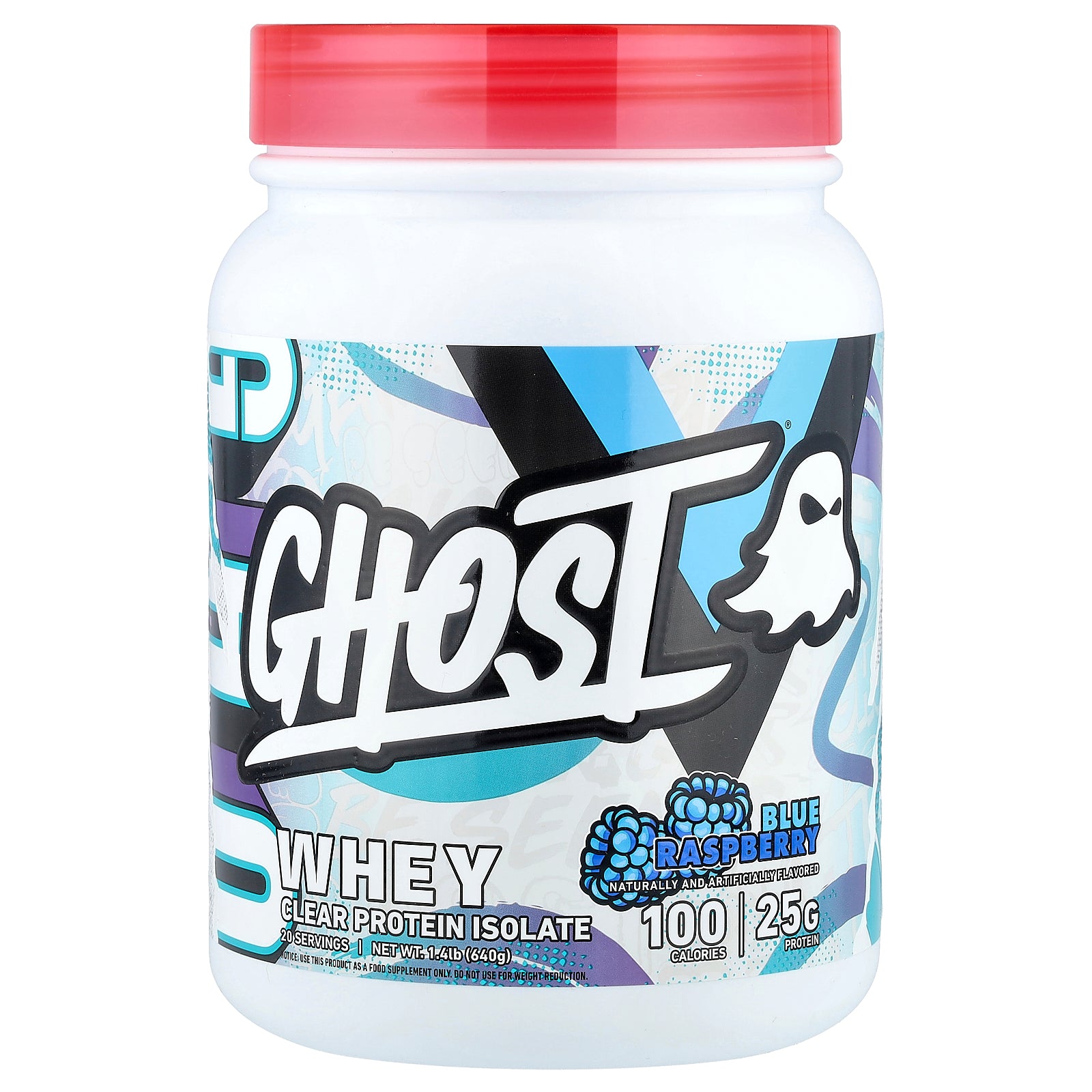 Ghost, Whey, Clear Protein Isolate, Blue Raspberry, 1.4 lb (640 g)