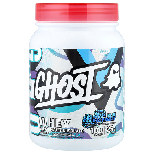 Ghost, Whey, Clear Protein Isolate, Blue Raspberry, 1.4 lb (640 g)