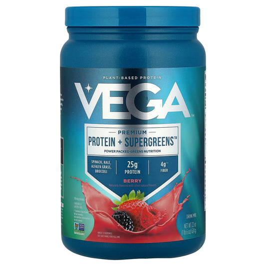 Vega, Premium Protein + Supergreens™, Berry, 1 lb 6 oz (624 g)