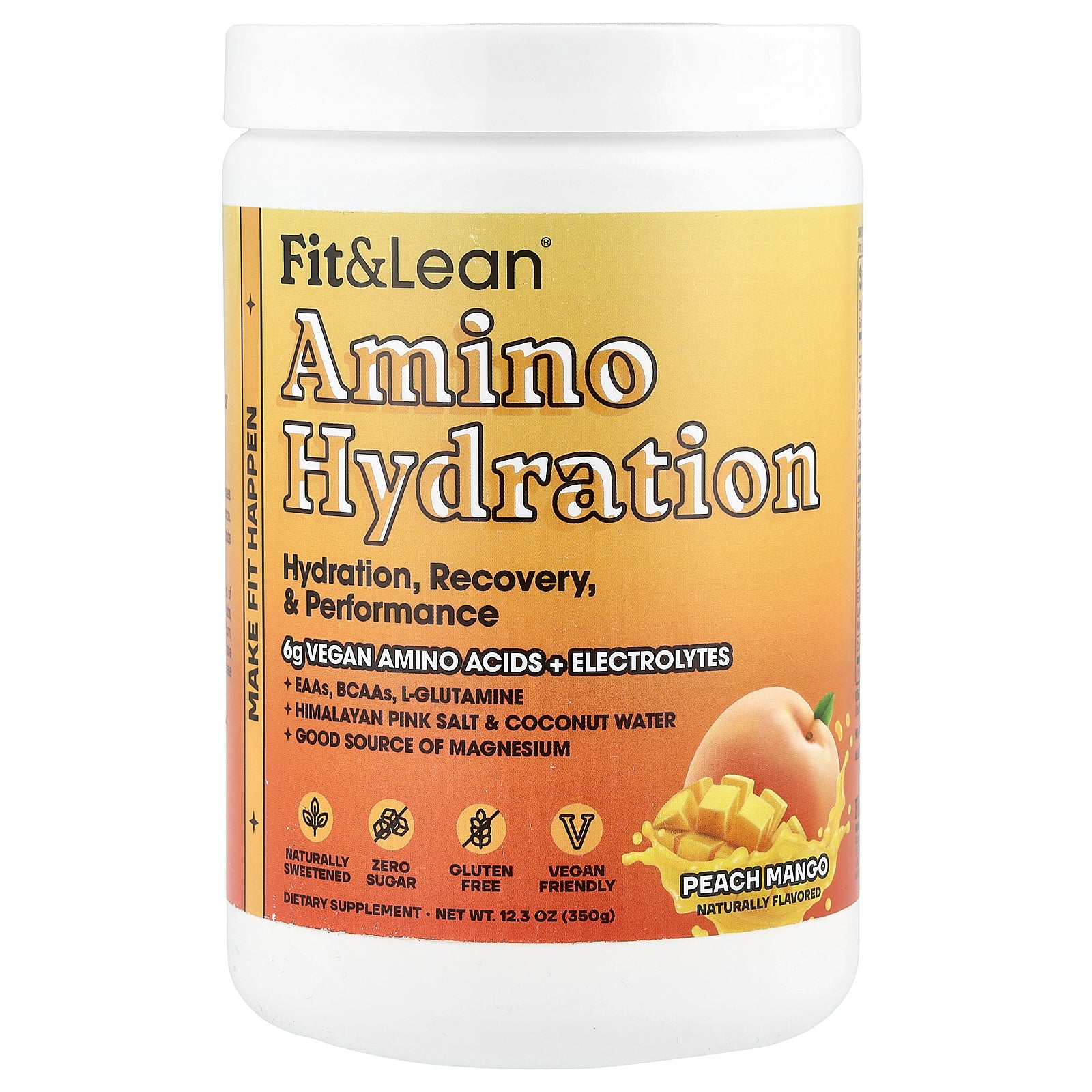 Fit & Lean, Amino Hydration, Peach Mango, 12.3 oz (350 g)