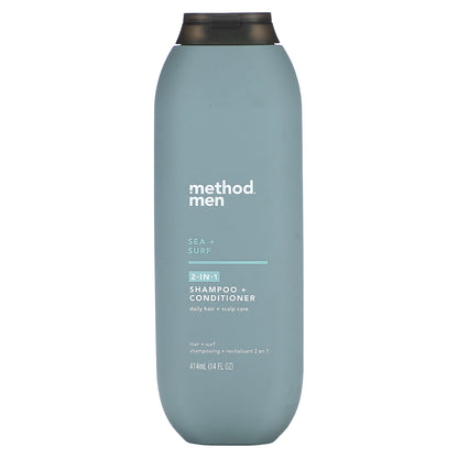 Method, Men, 2-In-1 Shampoo + Conditioner, Sea + Surf, 14 fl fl oz (414 ml)