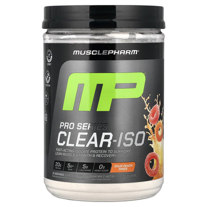 MusclePharm, Pro Series Clear-ISO, Protein Powder Drink Mix, Sour Peach Rings, 1.14 lbs (520 mg)