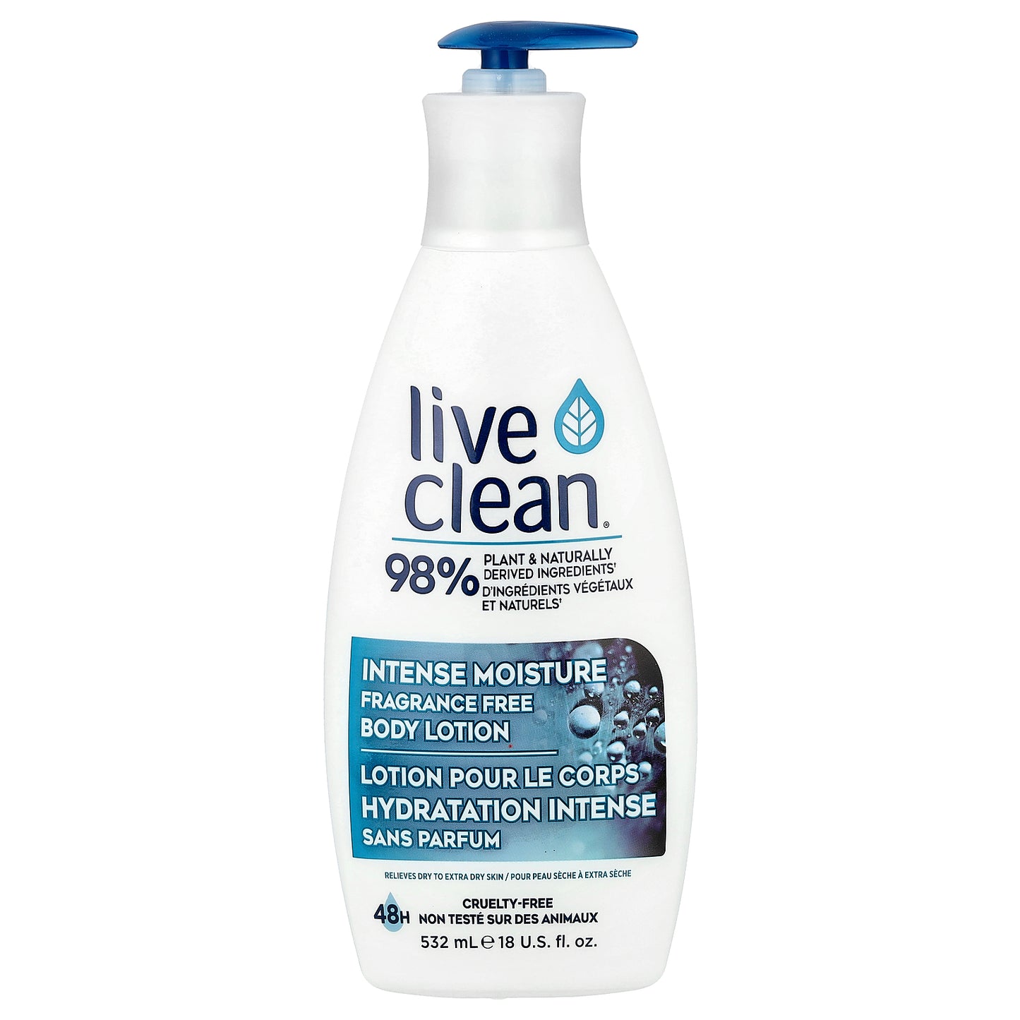 Live Clean, Intense Moisture Body Lotion, Fragrance Free, 18 fl oz (532 ml)