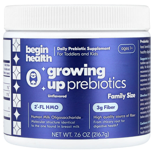 Begin Health, Kids, Growing Up Prebiotics, Ages 1+, Unflavored, 7.6 oz (216.7 g)