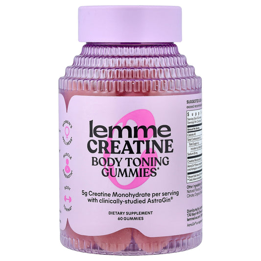 Lemme, Creatine, Body Toning Gummies, Sour Strawberry, 60 Gummies