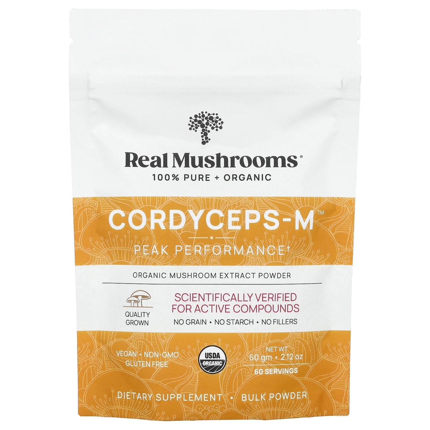 Real Mushrooms, Cordyceps-M™, Organic Mushroom Extract Powder, 2.12 oz (60 g)