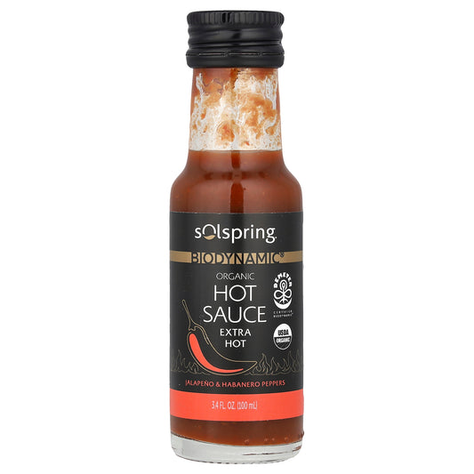 Dr. Mercola, Solspring®, Biodynamic®, Organic Hot Sauce, Extra Hot, 3.4 fl oz (100 ml)