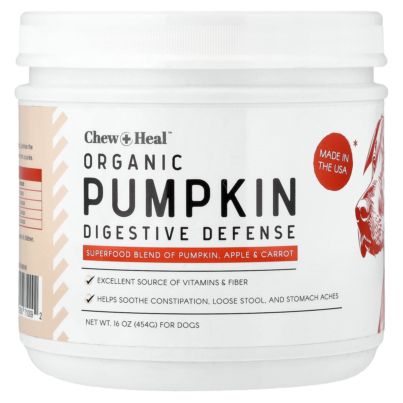 Chew + Heal, Organic Pumpkin Digestive Defense, For Dogs, 16 oz (454 g)