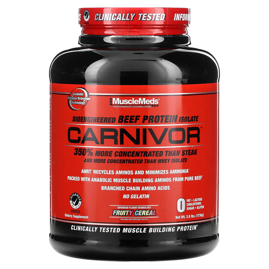 MuscleMeds, Carnivor, Bioengineered Beef Protein Isolate, Fruity Cereal, 3.8 lbs (1,736 g)