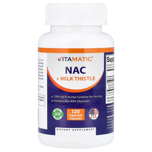 Vitamatic, NAC + Milk Thistle, 120 Vegetable Capsules