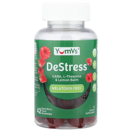 YumVs, DeStress Gummies, Melatonin Free, Mixed Berry, 42 Gummies