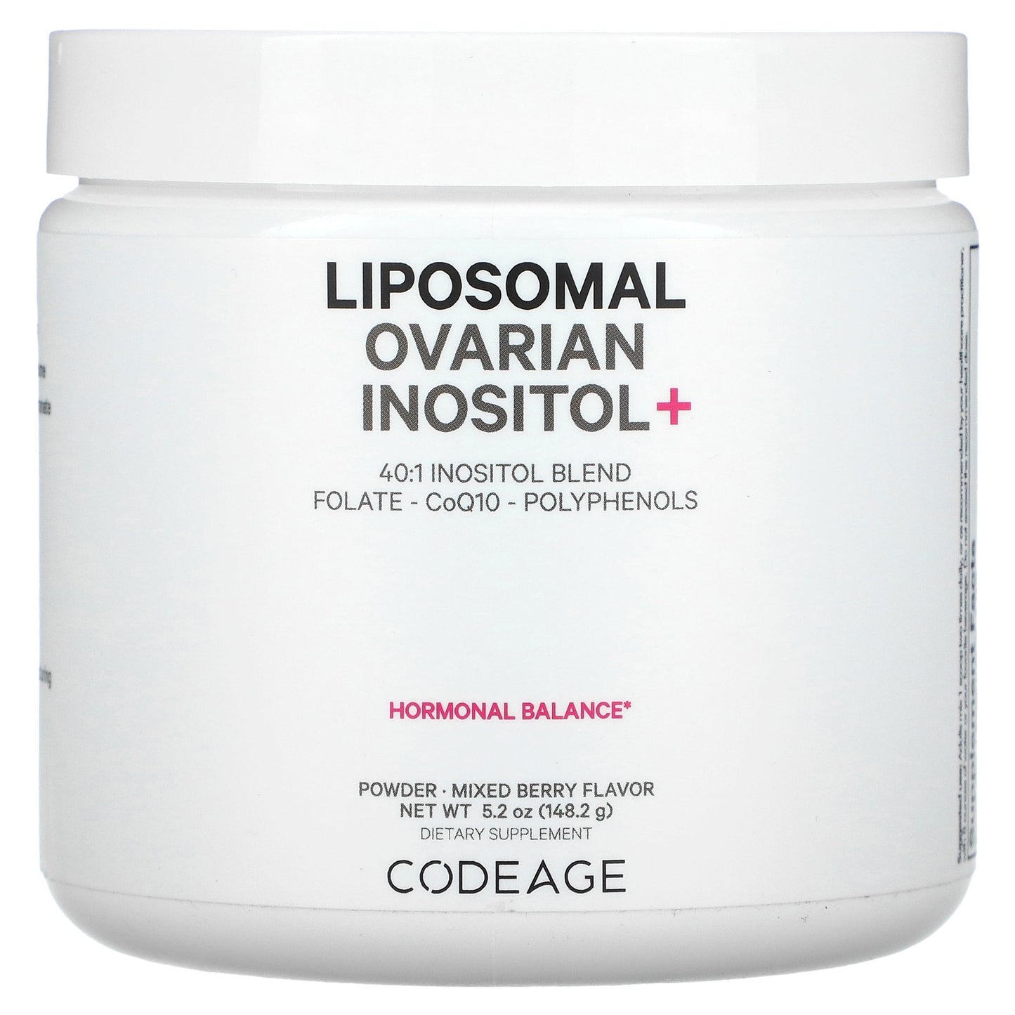 Codeage, Liposomal Ovarian Inositol+, Mixed Berry, 5.2 oz (148.2 g)