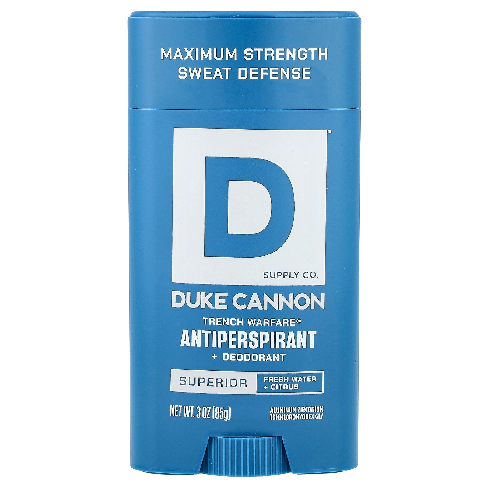 Duke Cannon Supply Co., Trench Warfare® Antiperspirant + Deodorant, Superior, Fresh Water + Citrus, 3 oz (85 g)