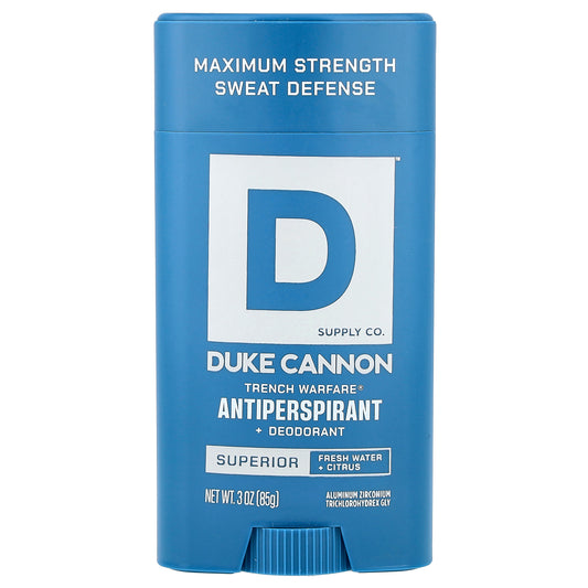 Duke Cannon Supply Co., Trench Warfare® Antiperspirant + Deodorant, Superior, Fresh Water + Citrus, 3 oz (85 g)
