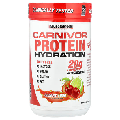 MuscleMeds, Carnivor Protein Hydration, Cherry Lime, 17.6 oz (500 g)