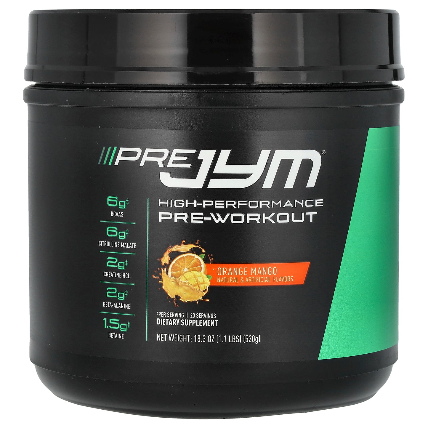 JYM Supplement Science, Pre JYM, High Performance Pre-Workout, Orange Mango, 1.1 lbs (520 g)