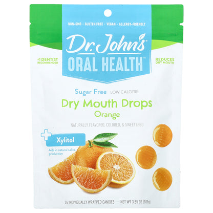 Dr. John's Healthy Sweets, Oral Health™, Dry Mouth Drops, + Xylitol, Orange, 24 Individually Wrapped Candies. 3.85 oz (109 g)