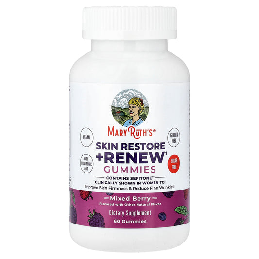 MaryRuth's, Skin Restore + Renew Gummies, Mixed Berry, 60 Gummies