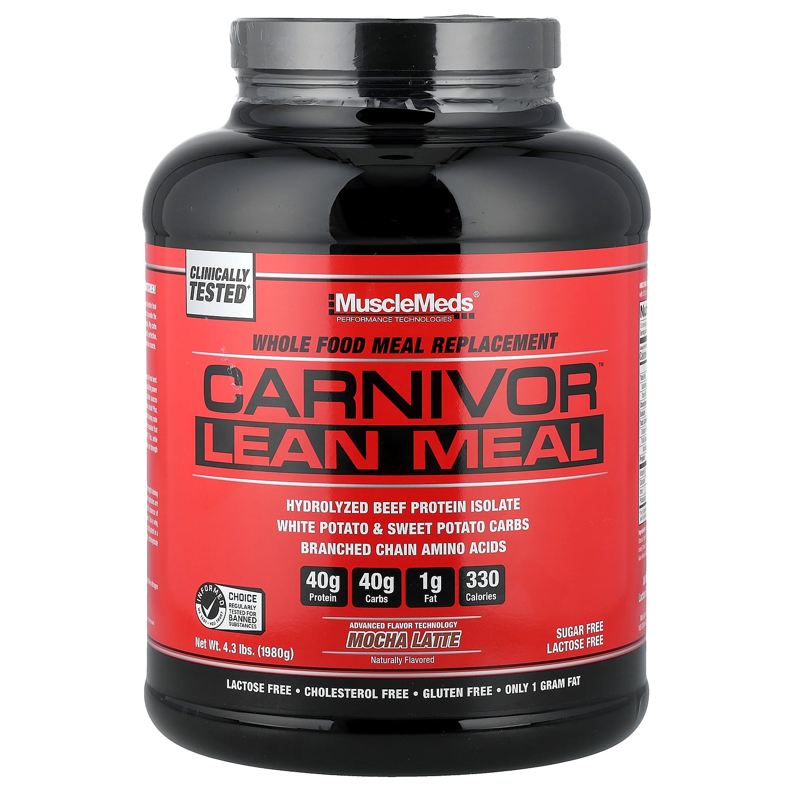 MuscleMeds, Carnivor™ Lean Meal, Mocha Latte, 4.3 lbs (1,980 g)