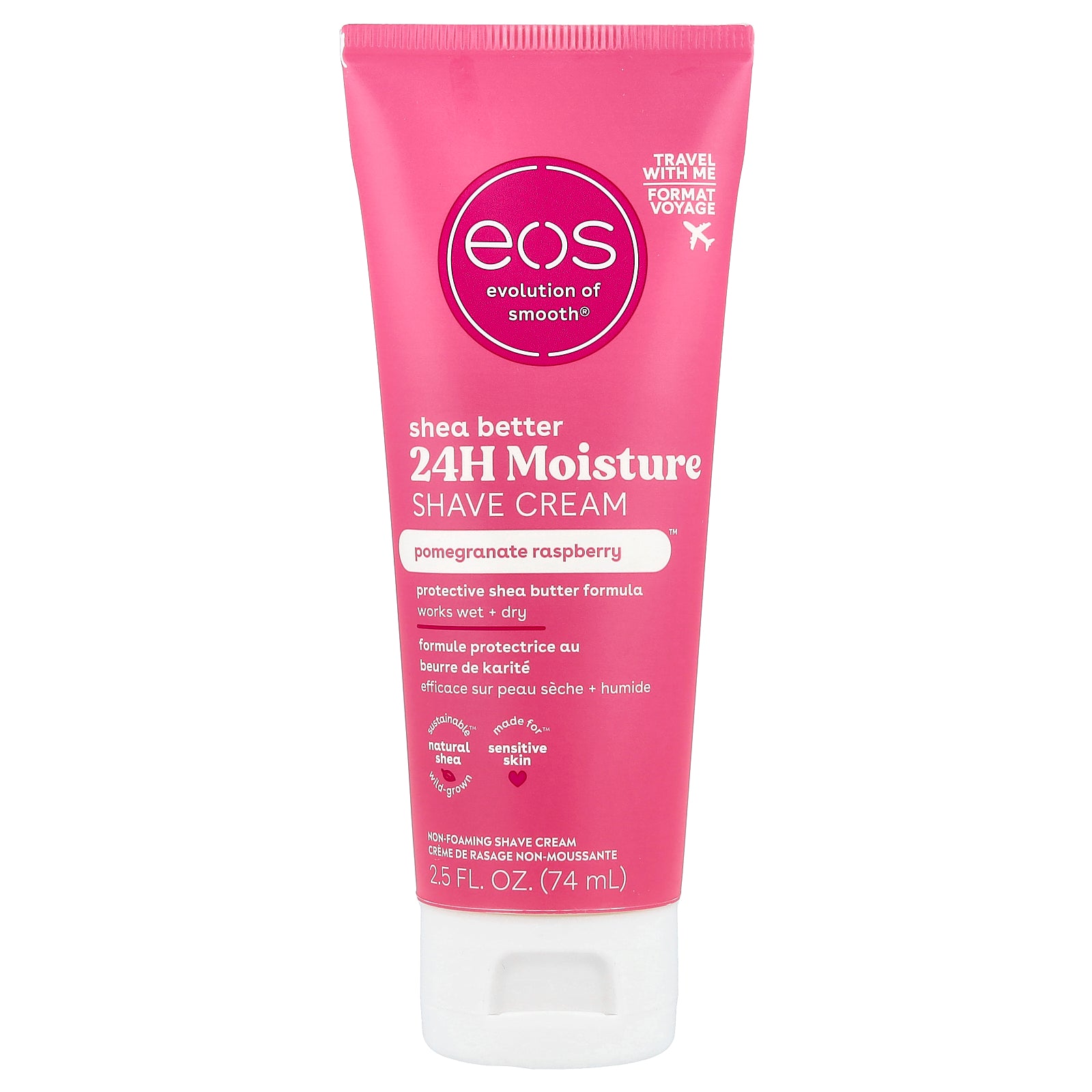 EOS, Shea Better, 24H Moisture Shave Cream, Pomegranate Raspberry, 2.5 fl oz (74 ml)