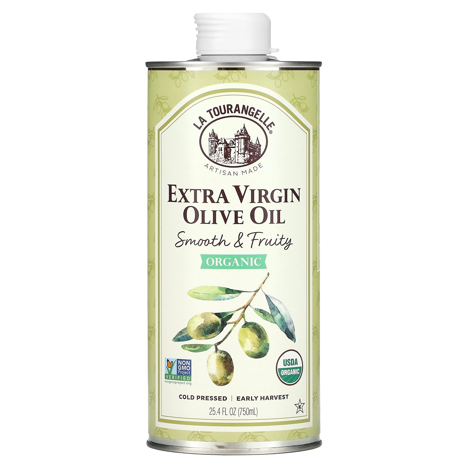 La Tourangelle, Organic Extra Virgin Olive Oil, Smooth & Fruity, 25.4 fl oz (750 ml)