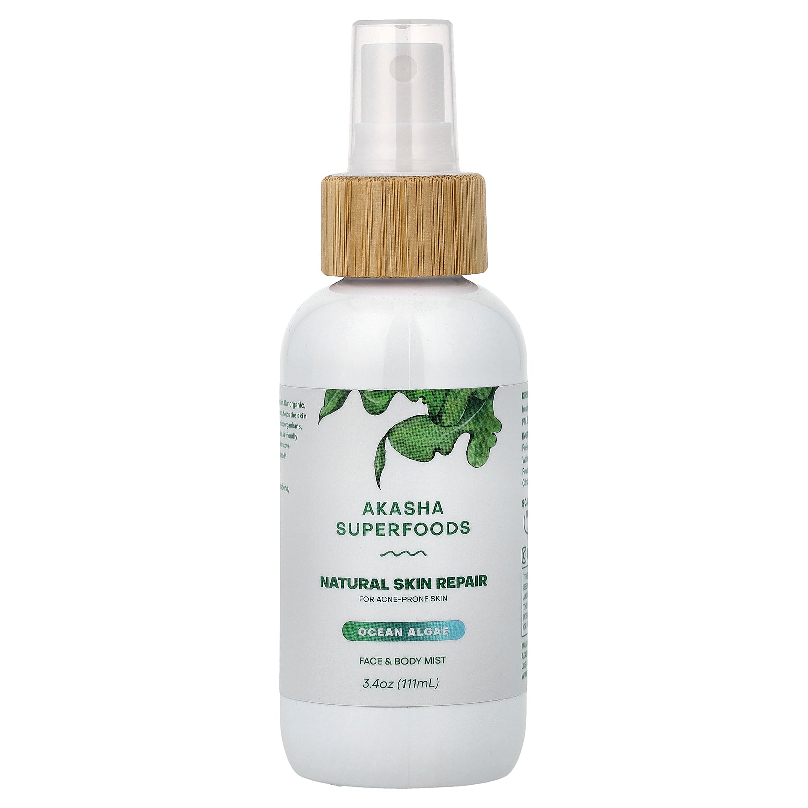Akasha Superfoods, Natural Skin Repair Mist, For Acne Prone Skin, Ocean Algae, 3.4 oz (111 ml)