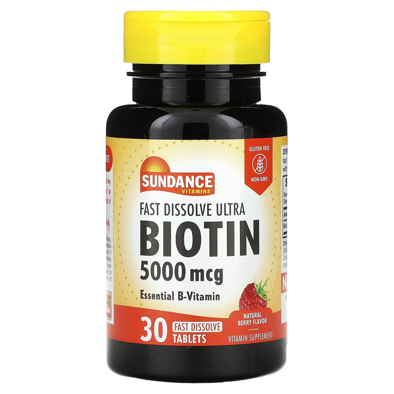 Sundance Vitamins, Fast Dissolve Ultra Biotin, Natural Berry, 5,000 mcg, 30 Fast Dissolve Tablets