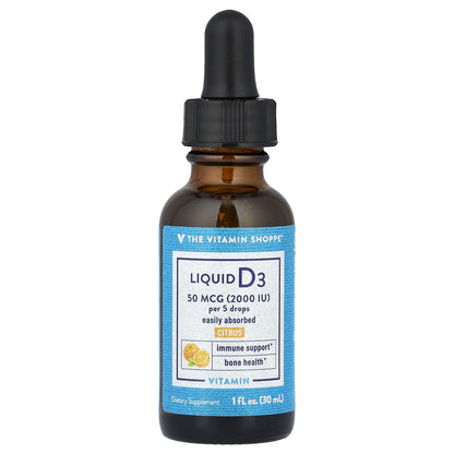 The Vitamin Shoppe, Liquid Vitamin D3, Citrus, 50 mcg (2,000 IU), 1 fl oz (30 ml)