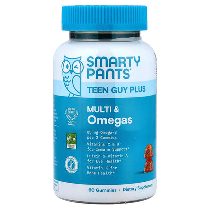 SmartyPants, Teen Guy Plus Multi & Omegas, Pineapple Orange, 60 Gummies