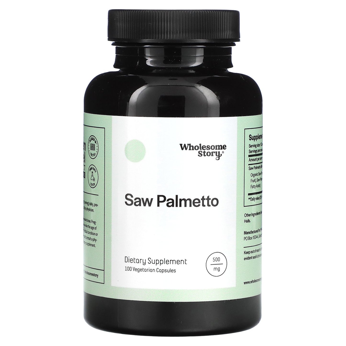 Wholesome Story, Saw Palmetto, 500 mg, 100 Vegetarian Capsules