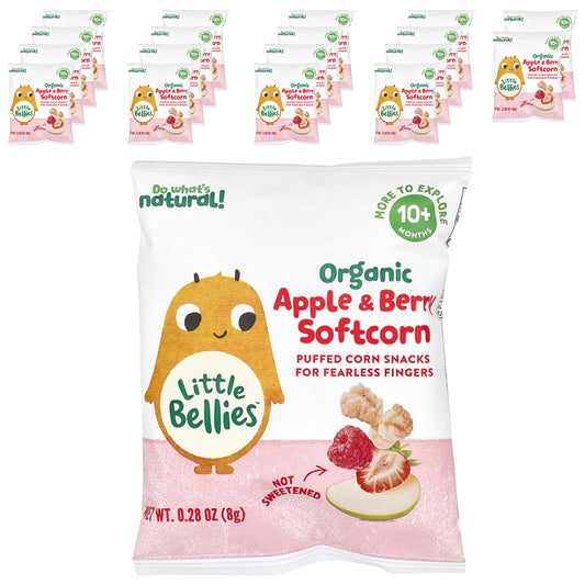 Little Bellies, Organic Apple & Berry Softcorn, 10+ Months, 18 Bags, 0.28 oz (8 g) Each