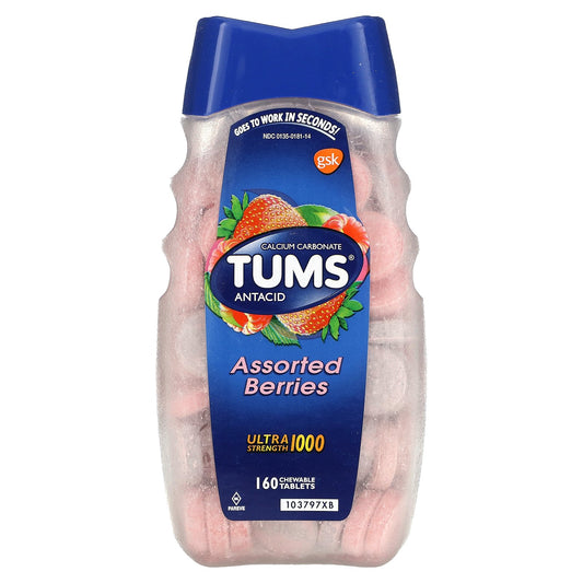 Tums, Ultra Strength Antacid,  Assorted Berries, 1,000 mg, 160 Chewable Tablets