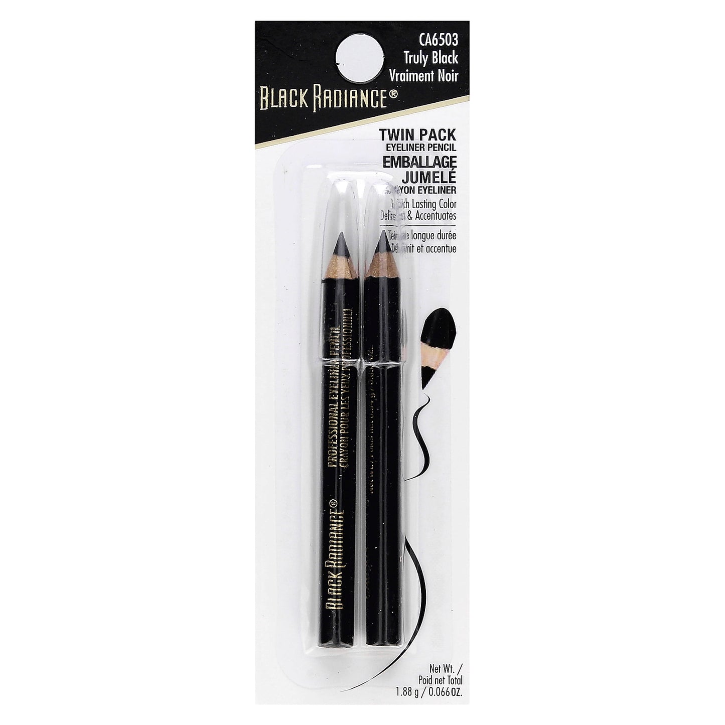 Black Radiance, Eyeliner Pencil, CA6503 Truly Black, Twin Pack, 0.066 oz (1.88 g)