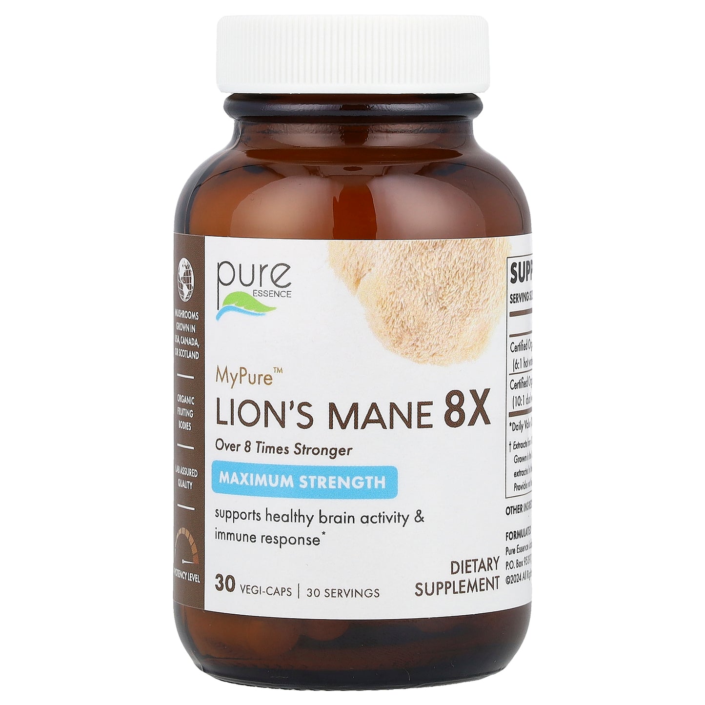 Pure Essence, MyPure™, Lion's Mane 8X, Maximum Strength, 30 Vegi-Caps