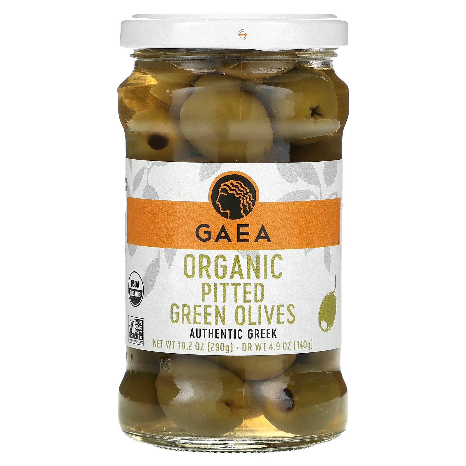 Gaea, Organic Pitted Green Olives, 10.2 oz (290 g)