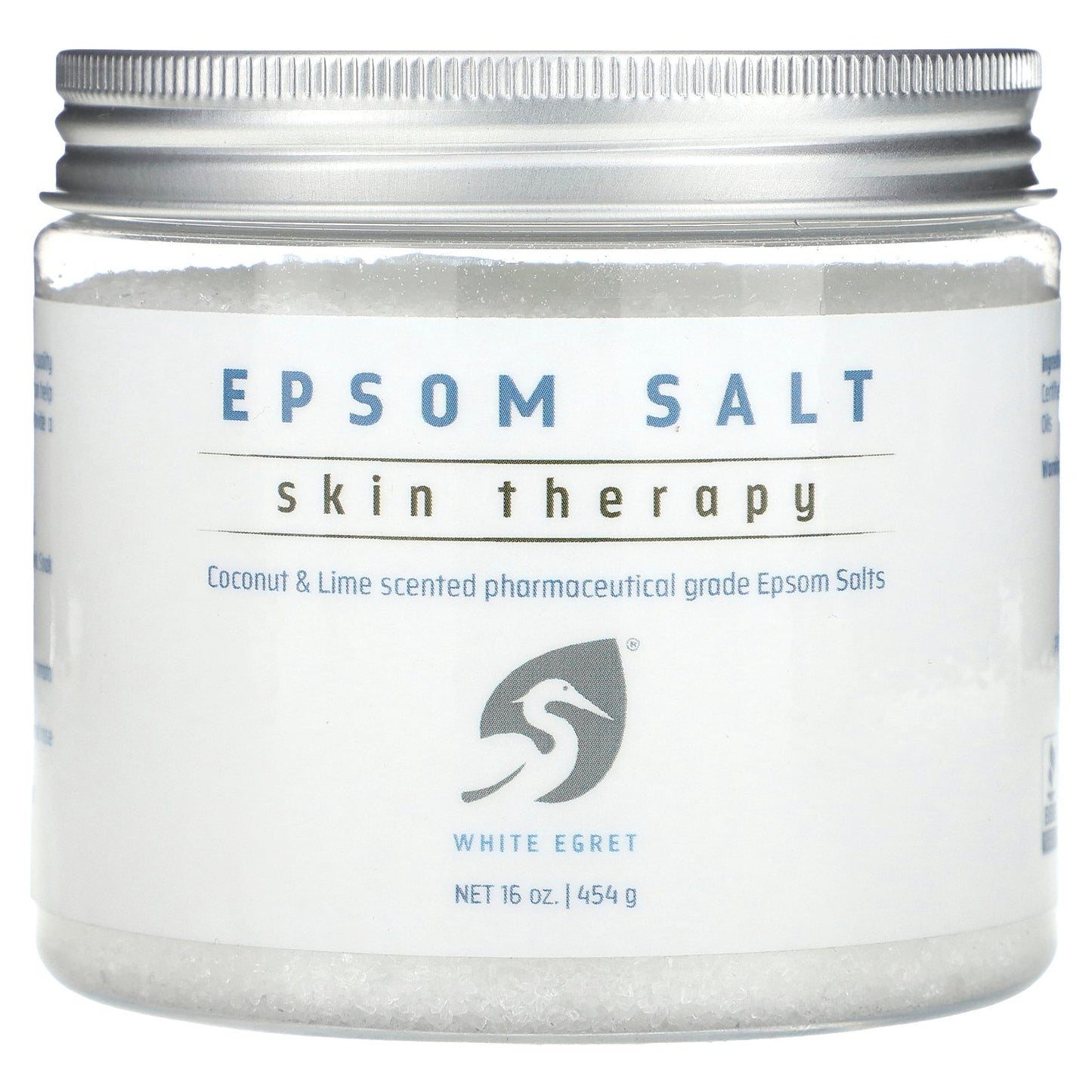 White Egret, Epsom Salt, Skin Therapy, Coconut & Lime, 16 oz (454 g)