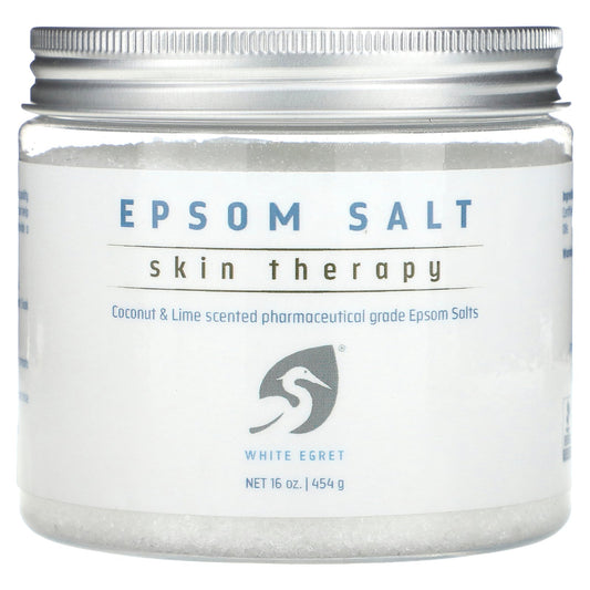 White Egret, Epsom Salt, Skin Therapy, Coconut & Lime, 16 oz (454 g)